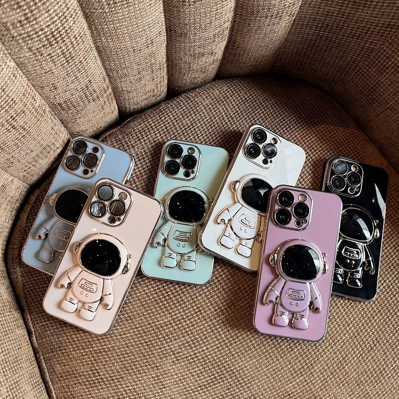 Funda para teléfono móvil Apple 13 ProMax con soporte de astronauta 6D, incluye película protectora para lente, compatible con iPhone 12. 