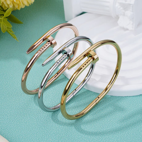 Diamond titanium steel bracelet for women, light luxury, non fading card home nail bracelet - V.I.P Digital Presence