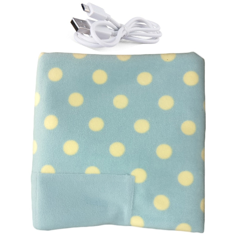Manta calefactora eléctrica portátil con USB para coche, oficina, invierno, hogar, bebé, poliéster, 88 x 65 cm