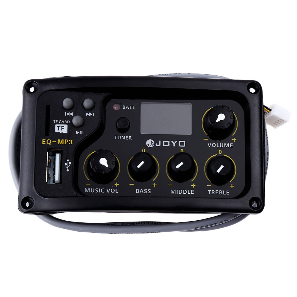 JOYO EQ - Preamplificador de ecualizador digital de 3 bandas con pantalla LCD MP3 y función de sintonización