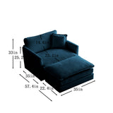 Ottoman modern style chair, living room club chair Chenille cushioned armchair, bedroom reading chair, blue - V.I.P Digital Presence