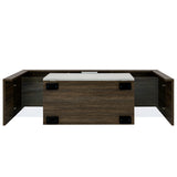 20 minutes quick assembly brown simple modern TV stand cabinet Brown + whiteTV bracket