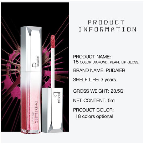 Pudaier Metallic Glitter Shine Full Color Lipstick Makeup Long-lasting Liquid Tint Lip Gloss Stick 18 Colors Moisturizing Batom - V.I.P Digital Presence