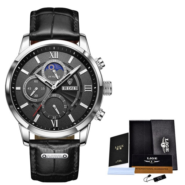 LIGE Men's Watches Top Brand Luxury Men Wrist Watch Leather Quartz Watch Sports Waterproof Male Clock Relogio Masculino+Box - V.I.P Digital Presence