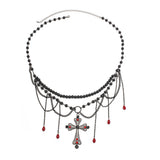 Dark Wind Cross Iron Chain Waist Chain Multi layer Versatile Tassel Crystal Body Chain Female - V.I.P Digital Presence