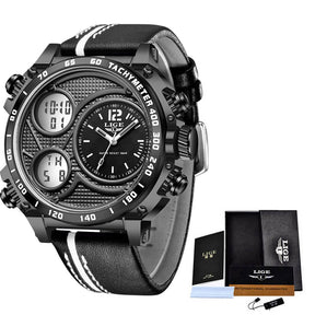 Lige Business Electronic Watch Dual Display Multi Function Low Cost Watch Men's Sports Waterproof Watch - V.I.P Digital Presence