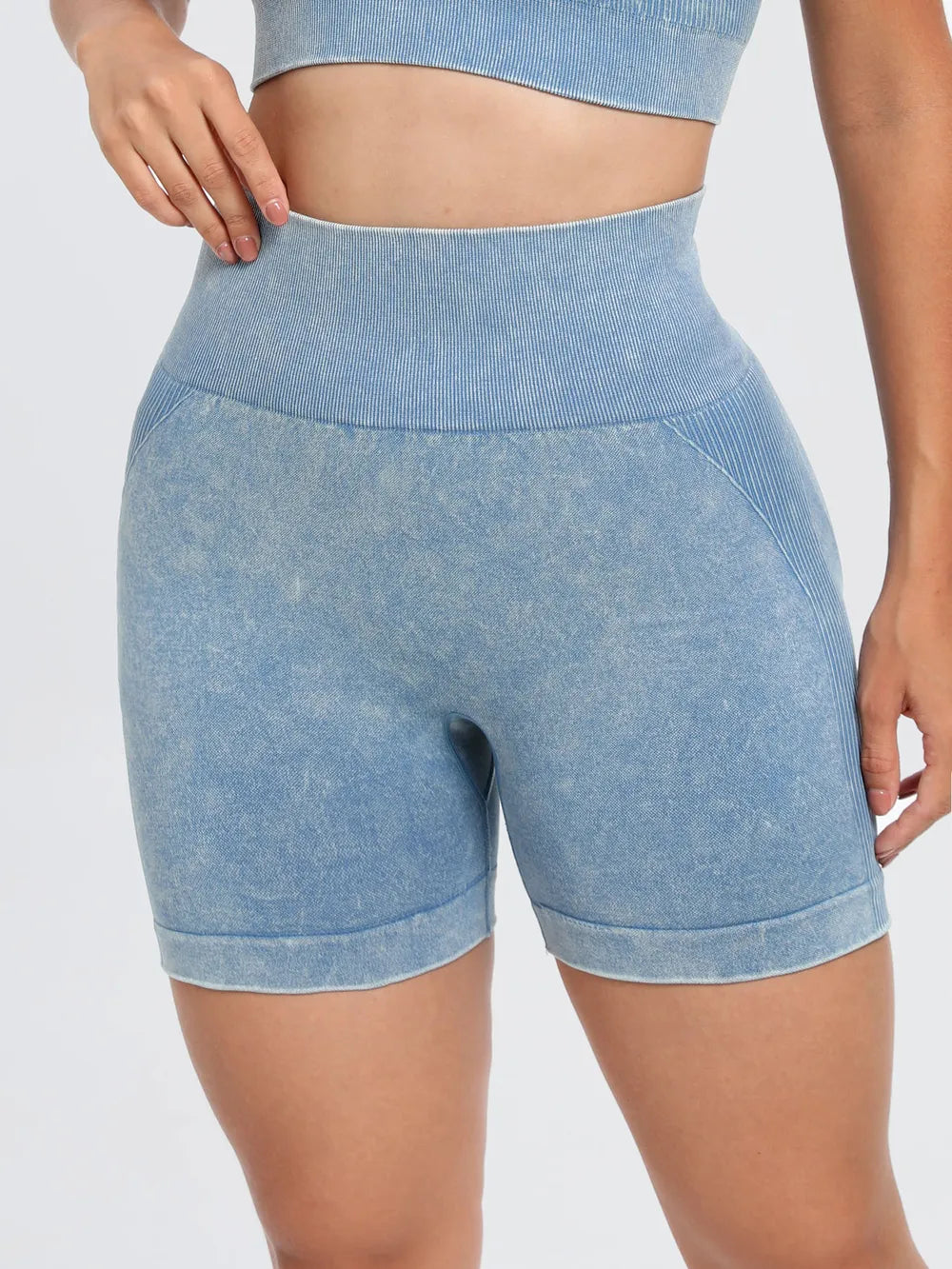Washed High Waist Active Shorts - V.I.P Digital Presence