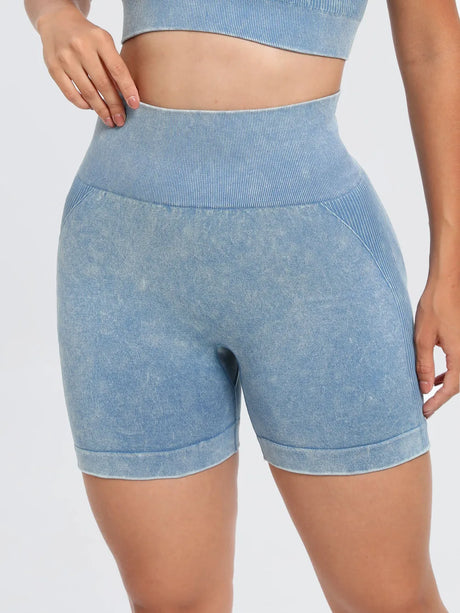 Washed High Waist Active Shorts - V.I.P Digital Presence