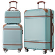 Hardshell Luggage Sets 3 Pieces 20"+28" Luggages and Cosmetic Case Spinner Suitcase with TSA Lock Lightweight,Green - V.I.P Digital Presence