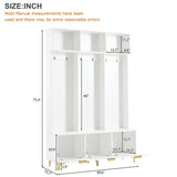 Large storage hall tree with bench, multifunctional storage platform, luxury clothes hanger equipped with 6 gold hooks - V.I.P Digital Presence