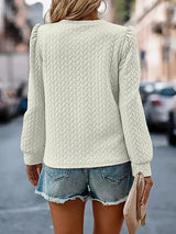Textured Round Neck Long Sleeve Sweatshirt - V.I.P Digital Presence