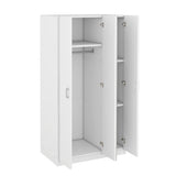 3 Door Wardrobe with Mirror, Armoire with Hanging Rod and 3 Fixed Shelves,White - V.I.P Digital Presence