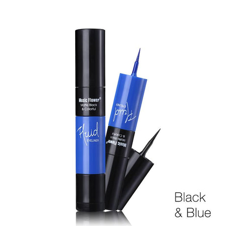 Music Flower Matte Black & Colorful 2 In 1 Waterproof Liquid Eyeliner Pen Makeup Fast Dry Smooth Long Lasting Charm Eyes Liner - V.I.P Digital Presence
