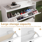 Shoe Cabinet with 2 Flip Drawers,Shoe Storage Cabinet for Entryway,Freestanding Shoe Cabinet Organizer with Open Storage White - V.I.P Digital Presence