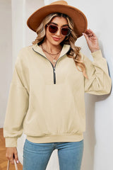 Autumn and winter new solid color zipper long sleeved loose pullover sweatshirt jacket for women - V.I.P Digital Presence