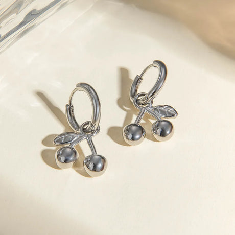 Stainless Steel Cherry Drop Earrings - V.I.P Digital Presence