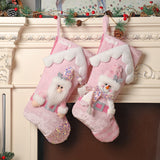 Christmas decoration, pink sequins, children's cartoon roof, Santa Claus, Christmas socks, gifts, decorative items - V.I.P Digital Presence