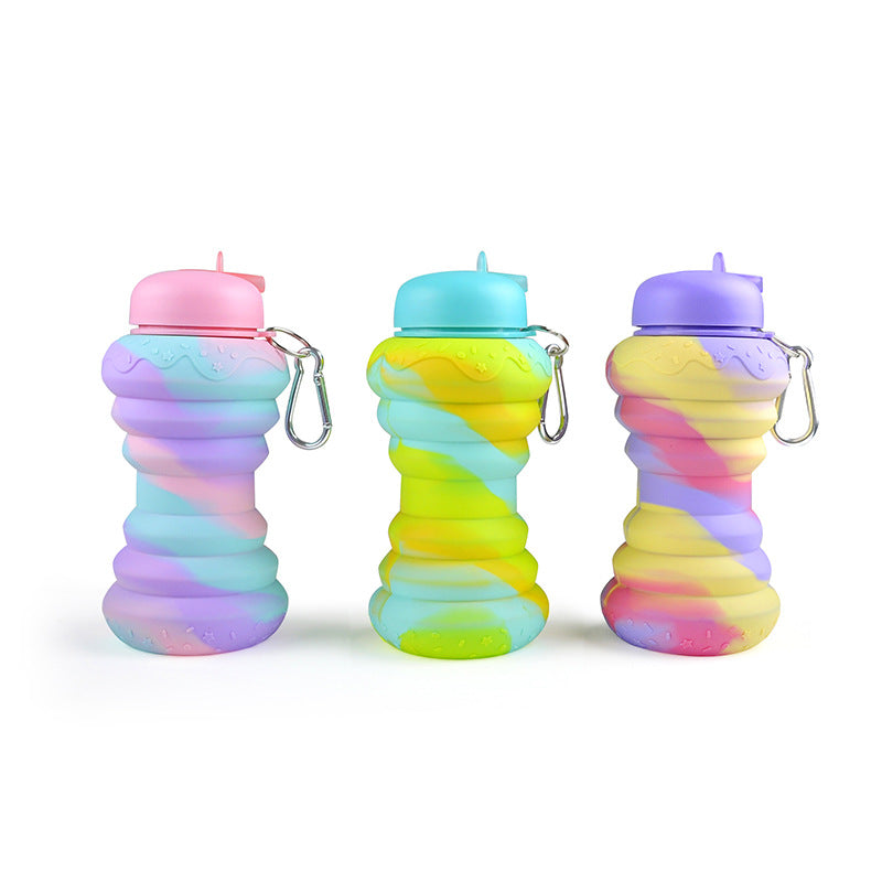Donut Folding Silicone Bottle Foldable Outdoor Sports Goods Portable Water Bottle for Traveling Water Bottle