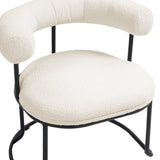 COOLCOOL Boucle dining chair set of two, medieval modern curved backrest chair, round cushion (beige Boucle) - V.I.P Digital Presence