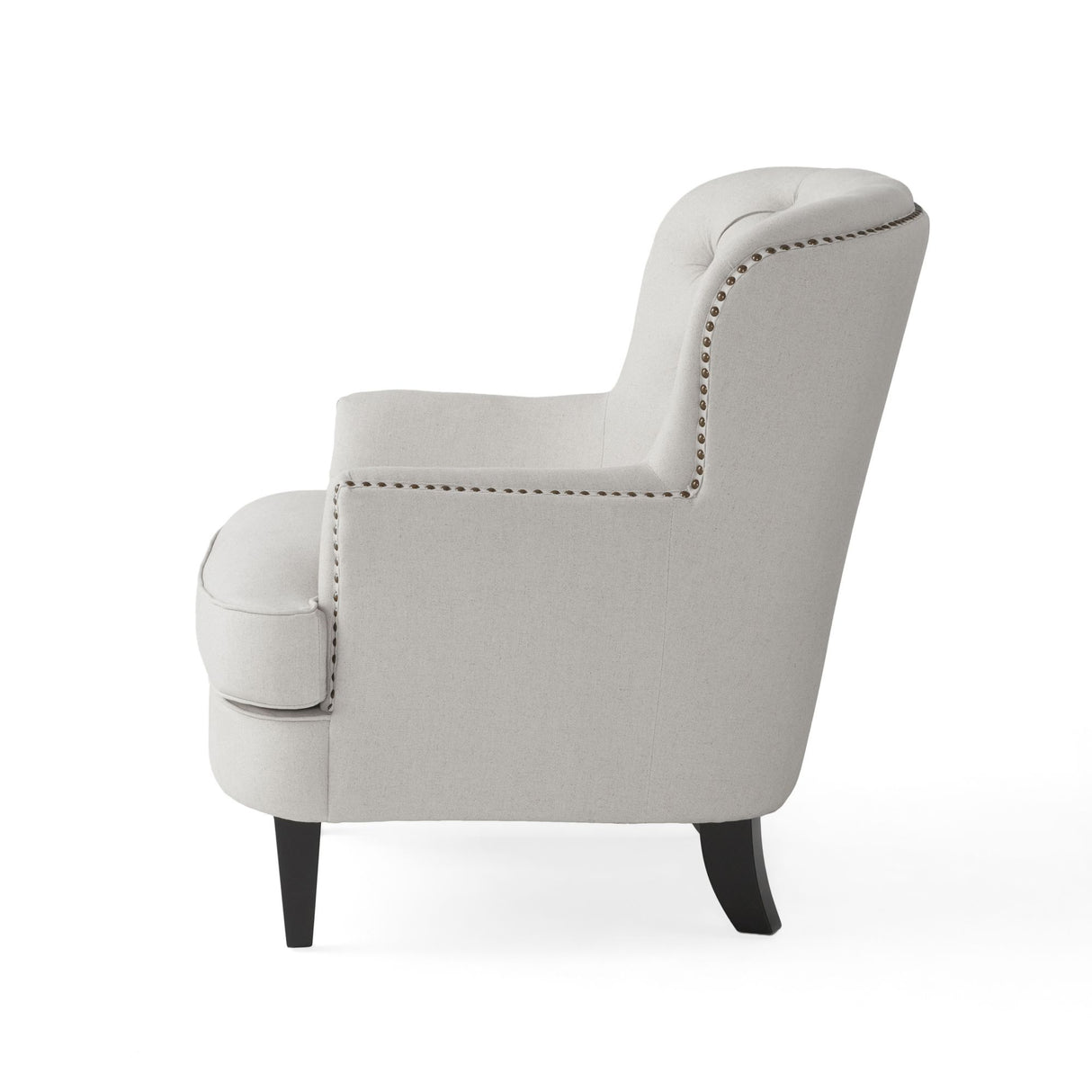 Modern light grey fabric club chair and Ottoman set, stylish cushioned armchair, paired with Ottoman style - V.I.P Digital Presence
