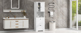 Tall Bathroom Cabinet with Four Doors, Large Storage Space Open Shelve, Upper Storage Cabinet, Whit - V.I.P Digital Presence