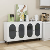 Modern Accent Sideboard Cabinet with Acrylic Doors, Freestanding Storage Cupboard Console Table for Kitchen Dining White - V.I.P Digital Presence