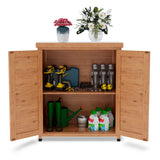 Potting Bench with Storage Cabinet and Metal Table Top for Outdoor Patio,Outdoor Work Station Table - V.I.P Digital Presence