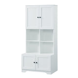 Bathroom storage cabinet, 4-door independent cabinet, adjustable shelf, open multi-layer shelf, white - V.I.P Digital Presence