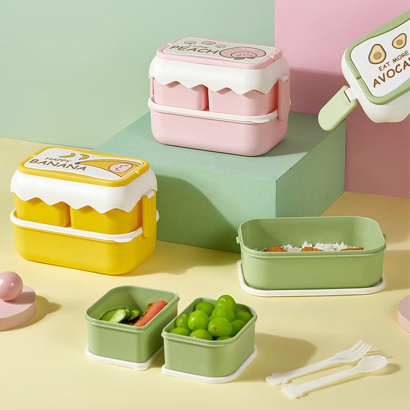 ins cartoon cute microwaveable large capacity double-layer portable lunch box lunch box - V.I.P Digital Presence