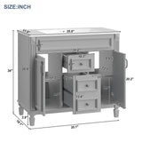 36'' Bathroom Vanity with Top Sink, Modern Bathroom Storage Cabinet with 2 Soft Closing Doors and 2 Drawers, Single Sink Bathroo - V.I.P Digital Presence