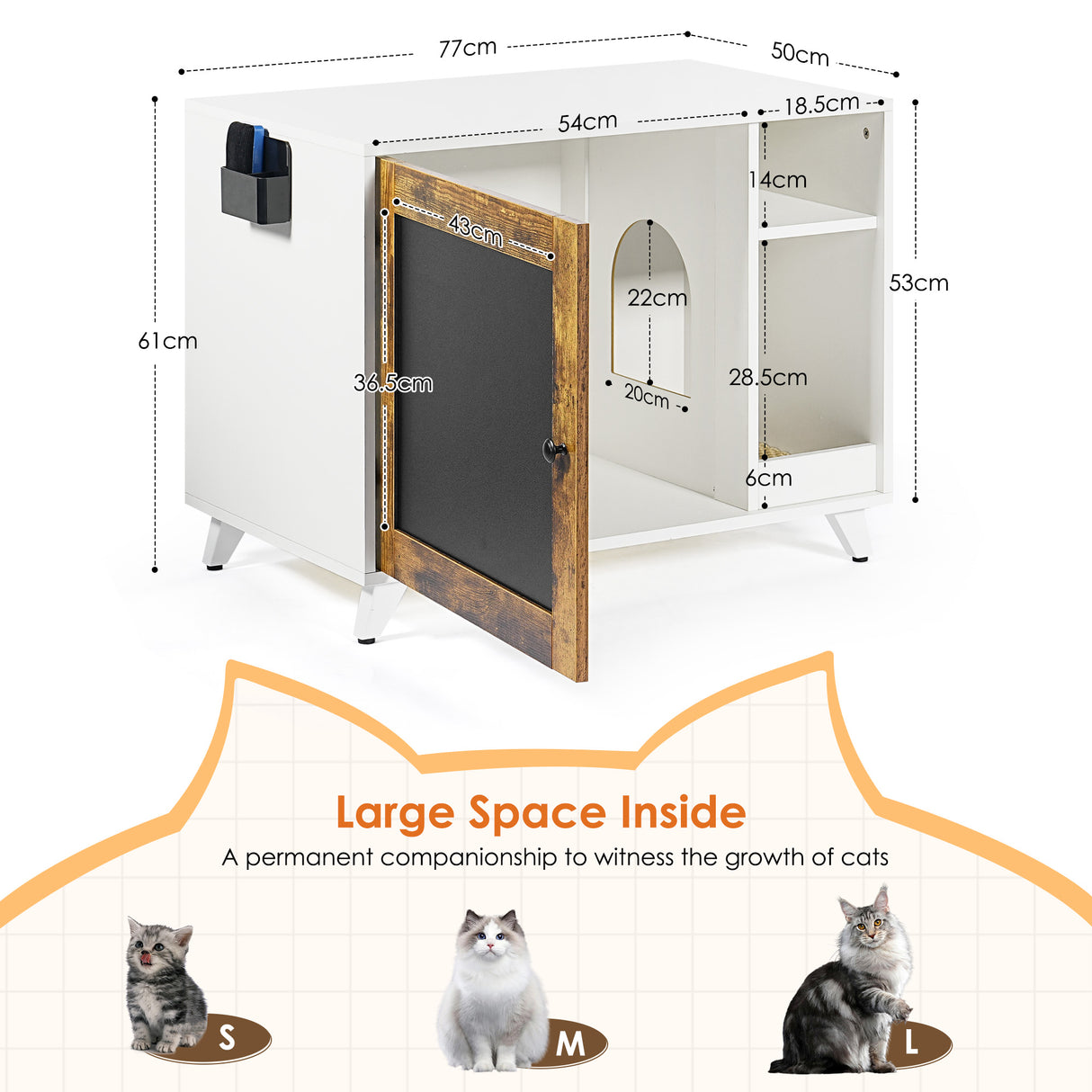 Litter Box Enclosure,Modern Hidden Cat Litter Box Enclosure Furniture with Scratching Pad for Living Room, White + vintage - V.I.P Digital Presence