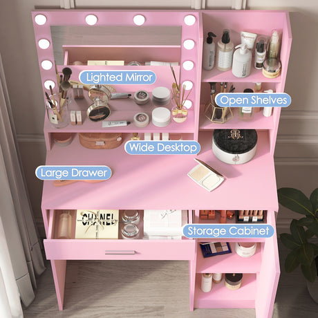 Makeup Vanity Desk with Mirror & Light - V.I.P Digital Presence