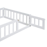 Wooden Twin Size Children's Bed with Detachable Headboard and Integrated Clothes Drying Rack, White - V.I.P Digital Presence