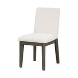 TOPMAX 6-Piece Dining Table Set with Upholstered Dining Chairs and Bench Farmhouse Style Tapered Legs Dark Gray+Beige