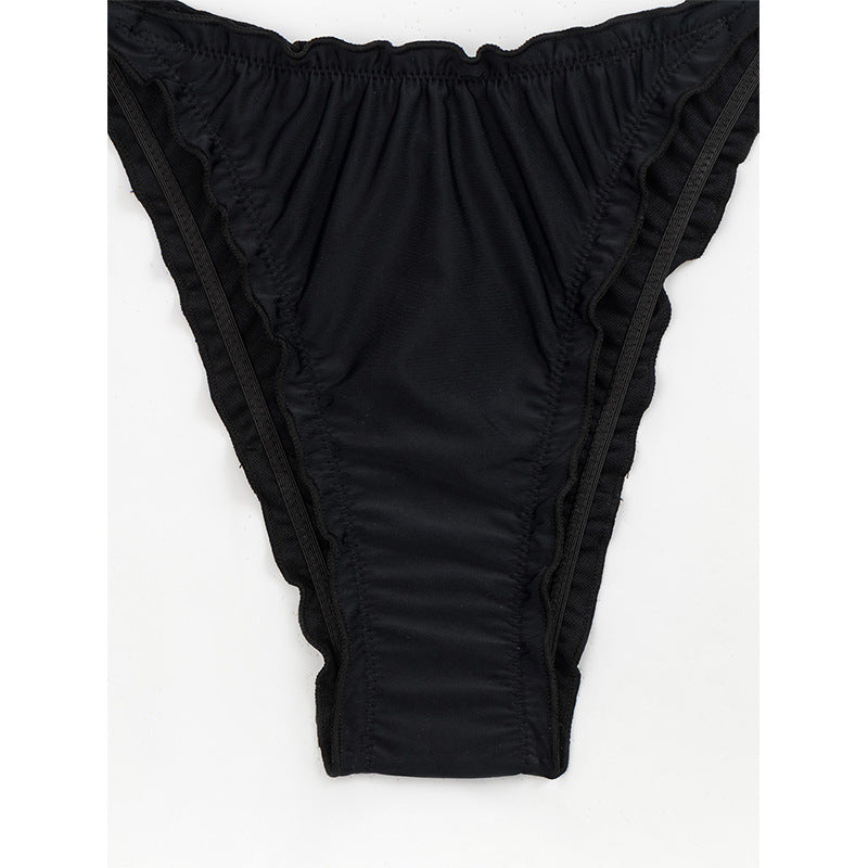 Solid color lace up backless sexy bikini split swimsuit - V.I.P Digital Presence