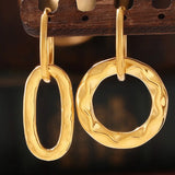 Geometric ring buckle ear ring retro asymmetric design titanium steel ear jewelry - V.I.P Digital Presence