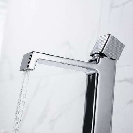 Black square single hole cold and hot countertop basin sink chrome faucet - V.I.P Digital Presence