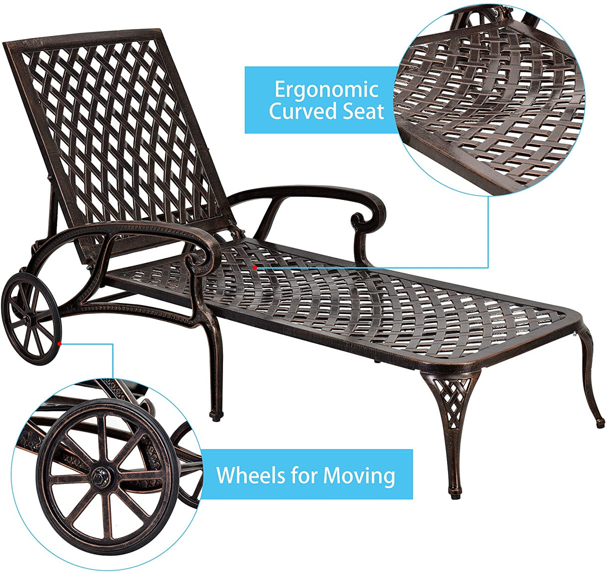 Aluminium Cast lounge chair 2pcs brown - V.I.P Digital Presence
