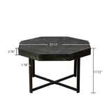 Wooden octagonal retro patchwork craft 30 inch wooden tabletop cross metal leg coffee table (Antique Black) - V.I.P Digital Presence
