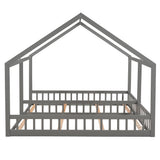 Twin Size House Platform Beds Two Shared Beds Gray
