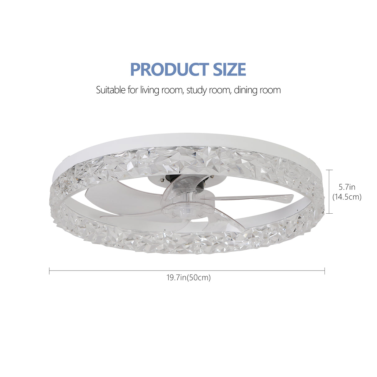 Modern acrylic ceiling fan light with remote control, dimmable LED pendant light, 6-speed adjustable, silent motor - V.I.P Digital Presence