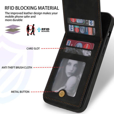 For iPhone 14ProMax Card Holder Phone Leather Case Samsung S23Ultra Photo Frame Magnetic Buckle Protective Case - V.I.P Digital Presence