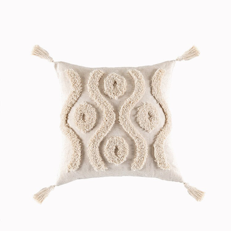 Tassels Cushion Cover 45x45cm Beige White Pillow Covers Decorative Pillow Case Square Home Boho Decor Macrame Pillowcase - V.I.P Digital Presence