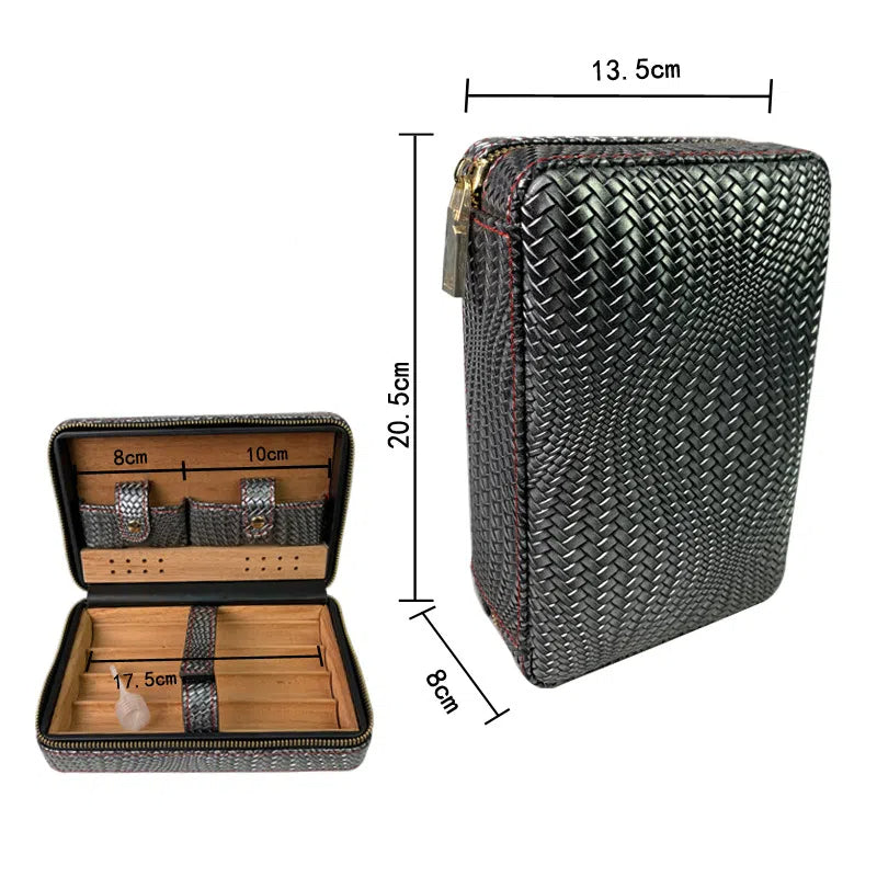 Carved version cigar box portable cedar wood cigar moisturizing box cowhide cigar box storage box Gaoxiba - V.I.P Digital Presence