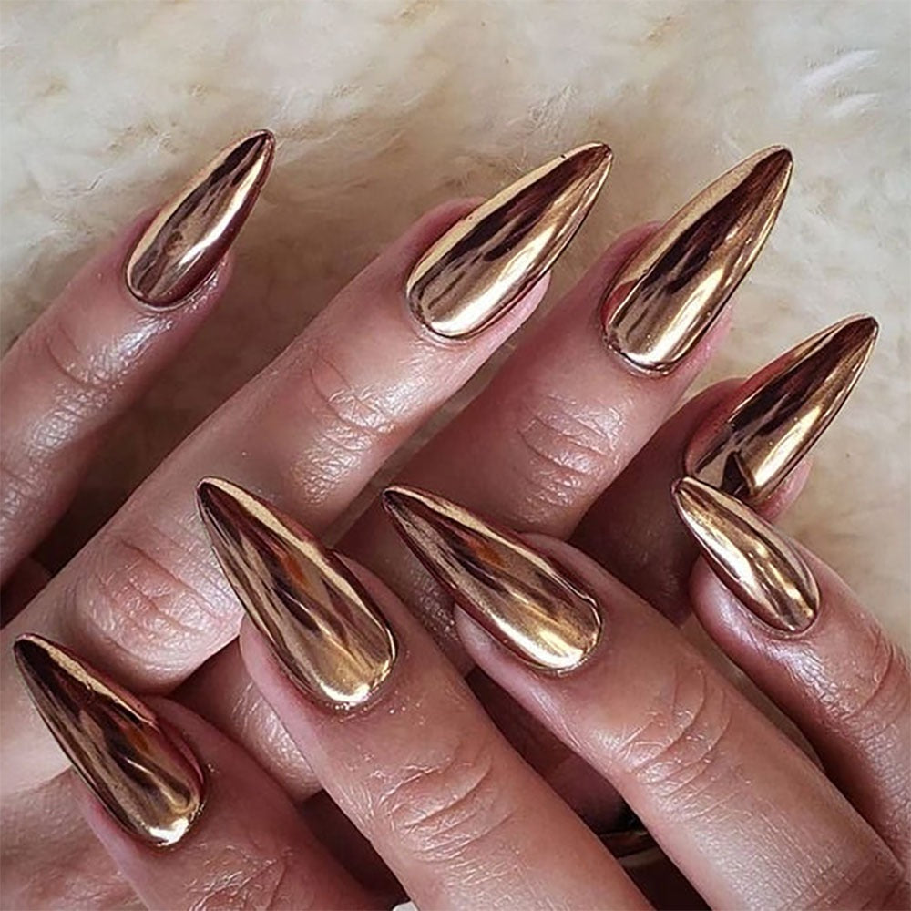 Wearable Nails European and American Style Electroplated Fake Nails Bronze Wearable Patch Manicure Nail Finished Products - V.I.P Digital Presence
