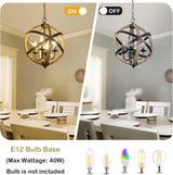 Farmhouse Chandelier Light Fixtures 4-Light Dining Room Light Fixtures Height Adjustable Rustic Wood Light - V.I.P Digital Presence