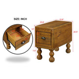 Solid wood end table, rectangular 23.6 inch narrow edge table with drawers, vintage bedside table， Antique Brown - V.I.P Digital Presence