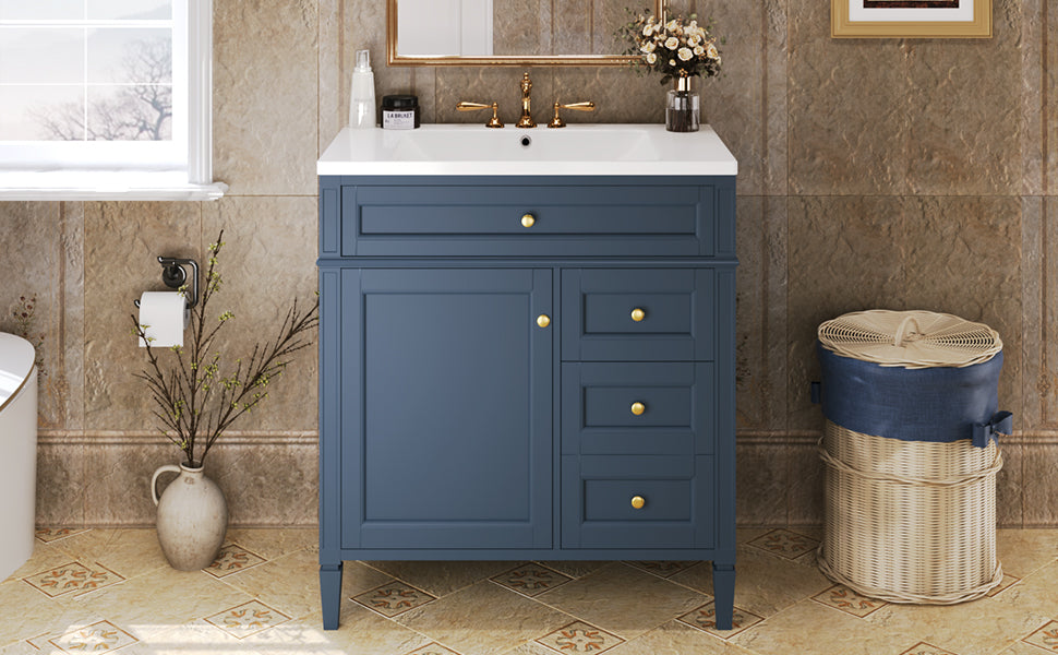 30 inch bathroom vanity with top sink, storage cabinet with 2 drawers and 1 drawer, single sink bathroom vanity - V.I.P Digital Presence