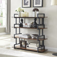 4-storey office bookshelf, rural wooden metal bookshelf, independent open bookshelf, industrial high angle bookshelf - V.I.P Digital Presence
