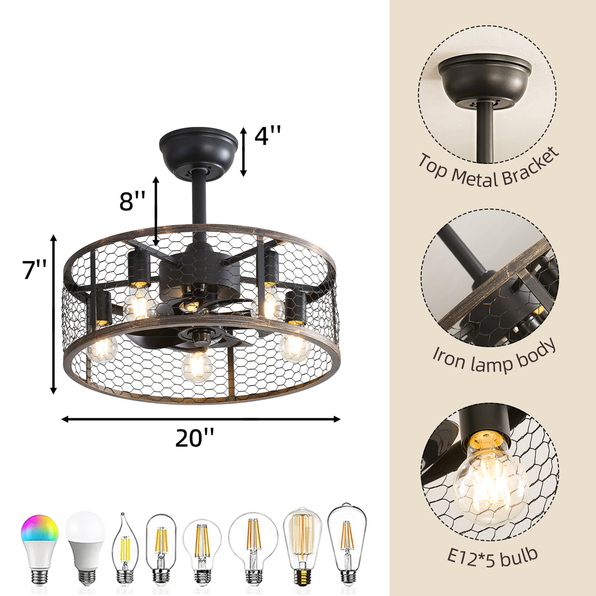 19.7In Classic Ceiling Fan with Light - V.I.P Digital Presence